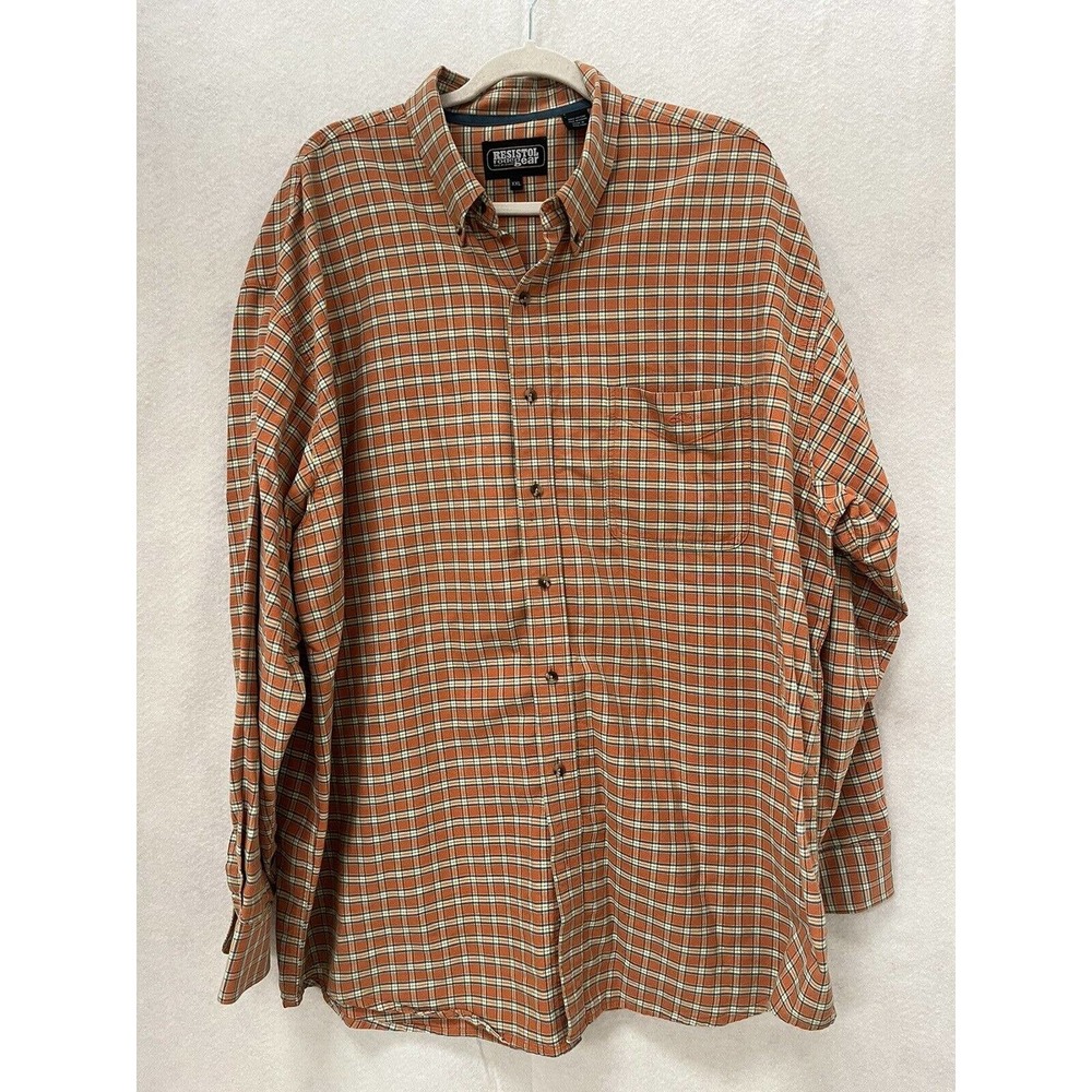 Resistol Rodeo Gear Mens Size 2XL Shirt orange Plaid long sleeve rodeo western